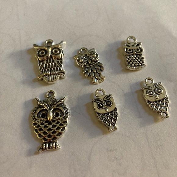 Lot of 6 charms/pendants Owl theme for jewelry - Picture 3 of 4